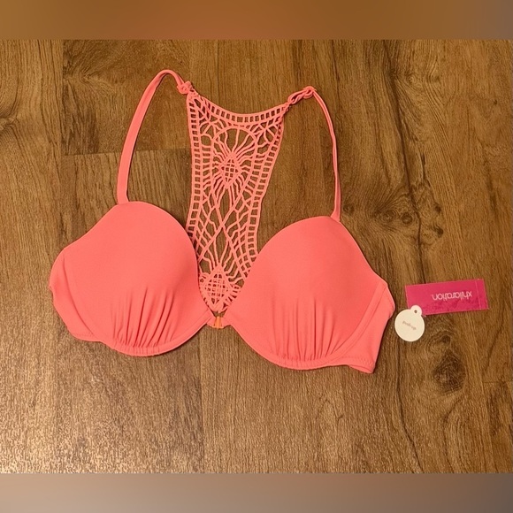 Xhilaration Orange-ish Pink Crochet Bikini Top - Picture 3 of 7